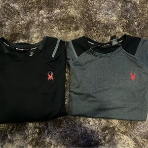 Spyder Men's Black and Dark Gray Long Sleeve Tees